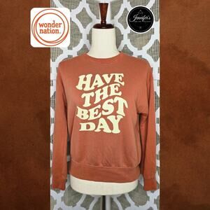 Wonder Nation Girls Rust 'Have the Best Day' Retro Graphic Sweatshirt Size XL/14